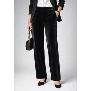 J.Jill • Wearever Smooth-Fit Full Leg Velvet Pants Black Medium Petite Office